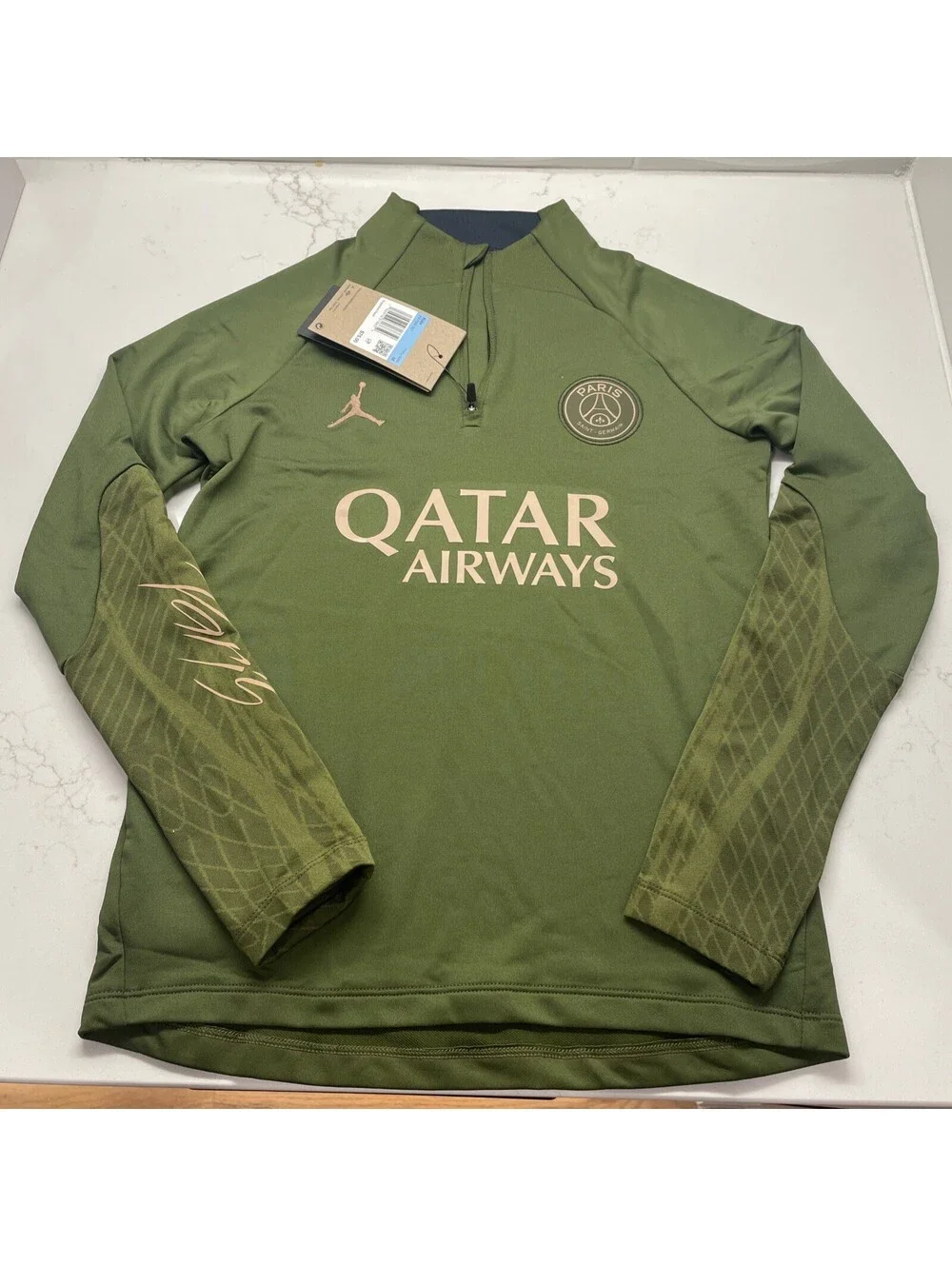 Jordan Paris Saint Germain (Fourth)Authentic Quarter Zip - Green Boys Medium NWT
